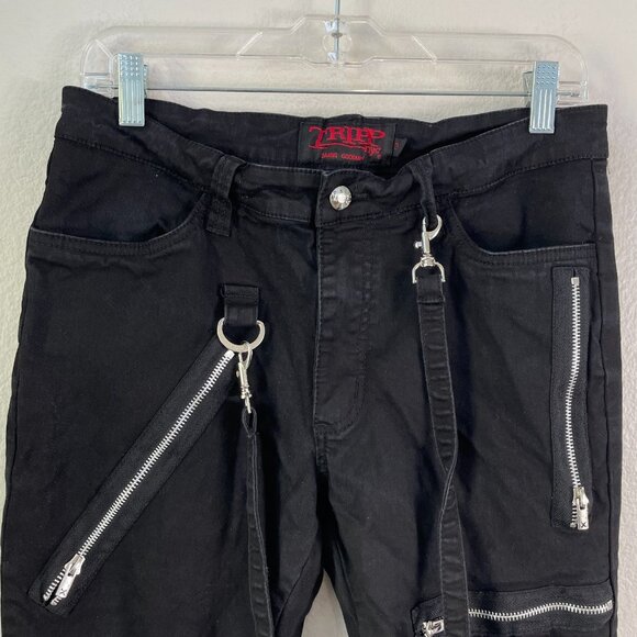 Tripp NYC Bondage Zipper Pants Black Unisex 32 Goth Grunge Rave Punk Rock Emo - Picture 13 of 13
